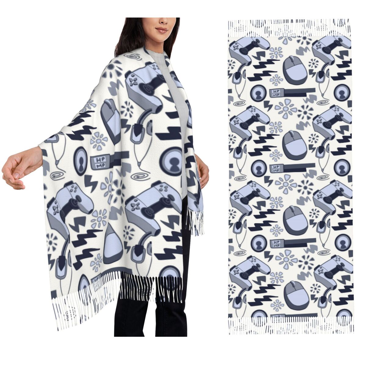 Women Fashion Video - Video Gamers Print In Blue Gray