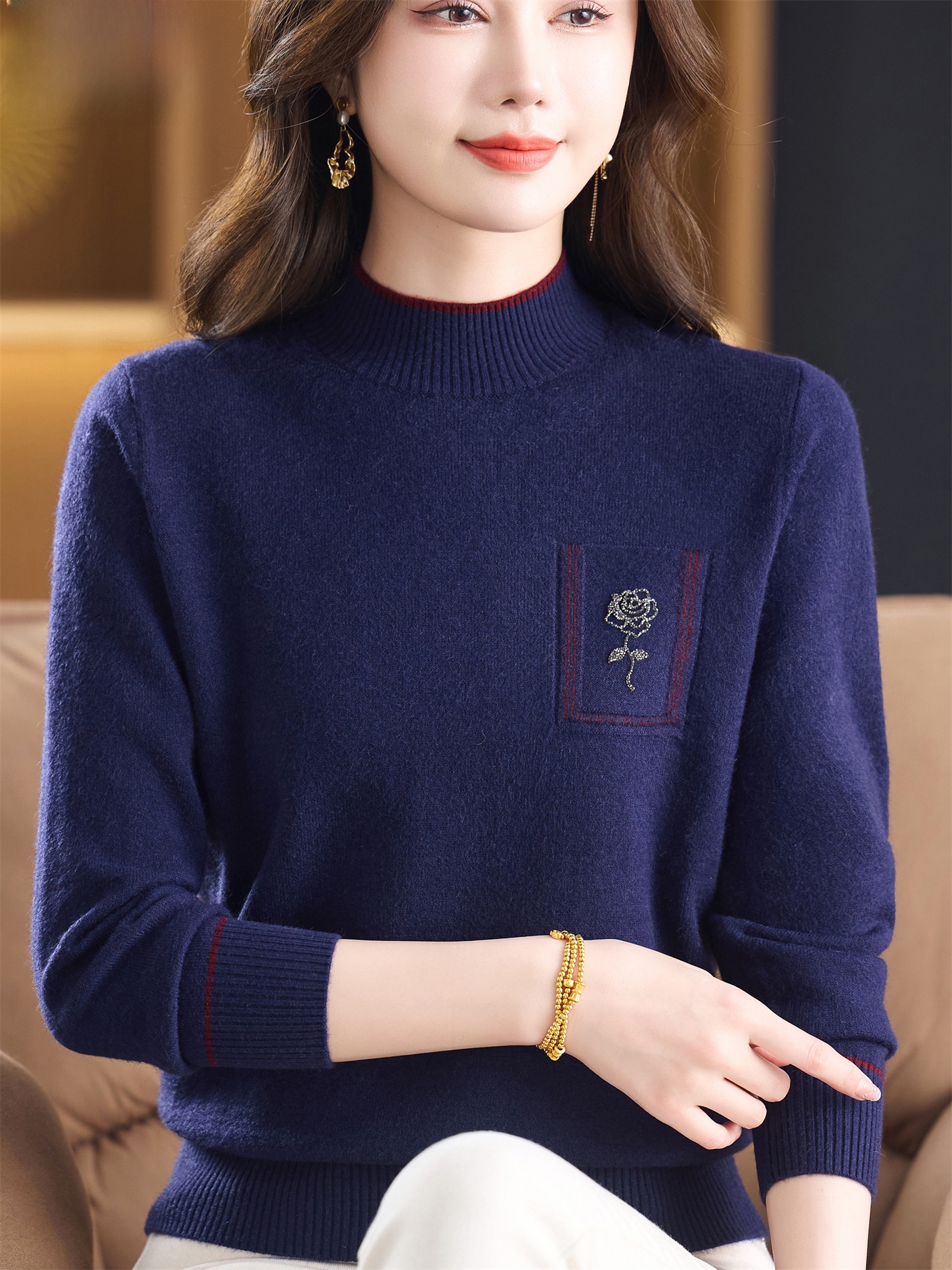 Slimming Effect Woolen Sweater - Women Fashion Over 60 のレビューと価格