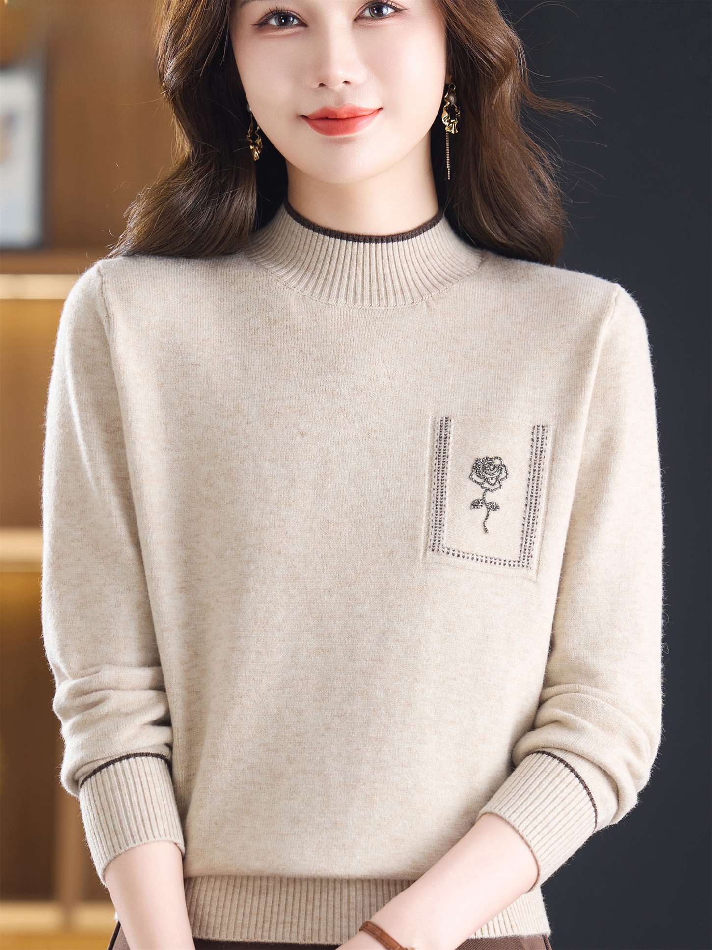 Slimming Effect Woolen Sweater - Women Fashion Over 60 のレビューと価格