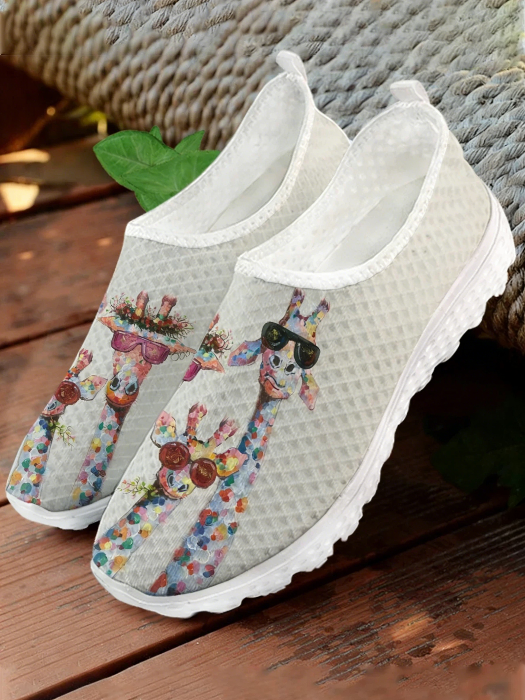 Cartoon Giraffe Print Mesh Hig - Women'S Fashion Tennis Shoes のレビューと価格