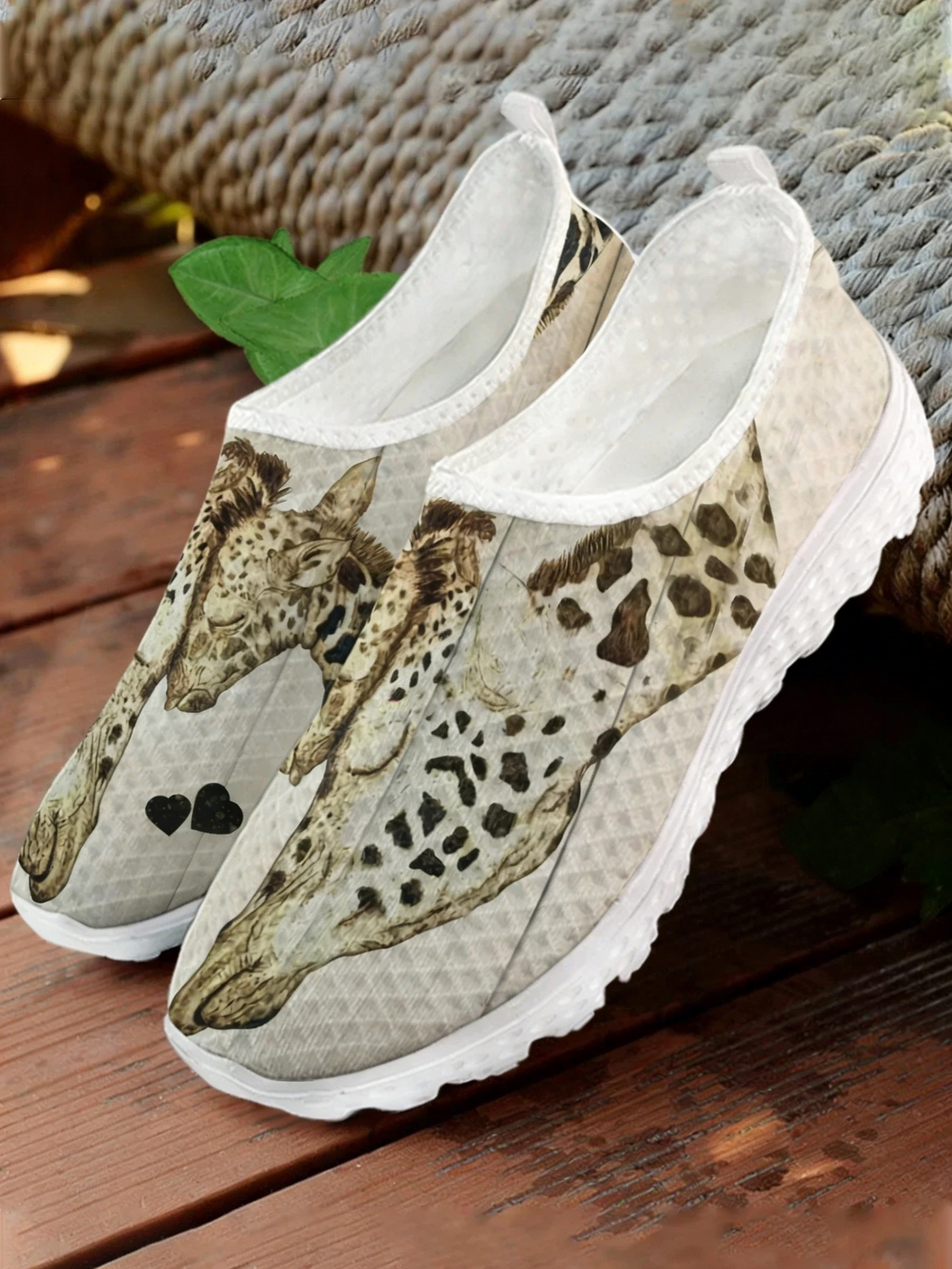 Cartoon Giraffe Print Mesh Hig - Women'S Fashion Tennis Shoes のレビューと価格