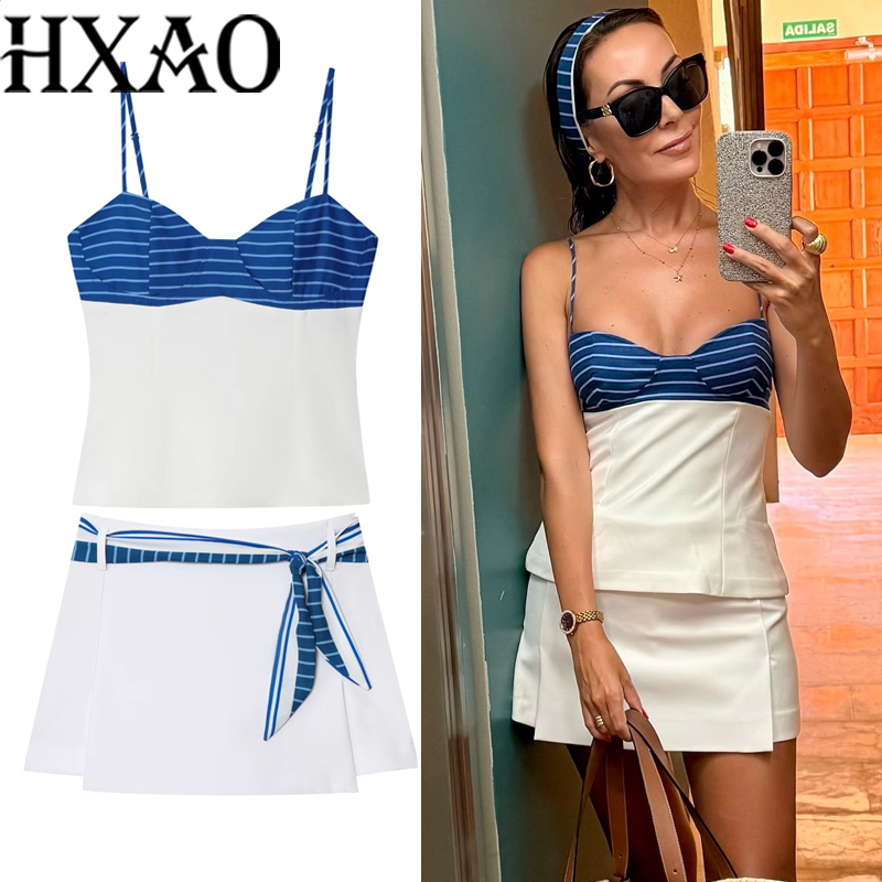 HXAO Bow Stripe Women's Skirt  - Corset Top Boned のレビューと価格