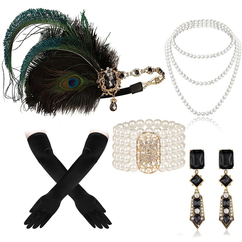 Flapper Accessories Set 1920s  - Women'S Fashion Roaring 20S のレビューと価格