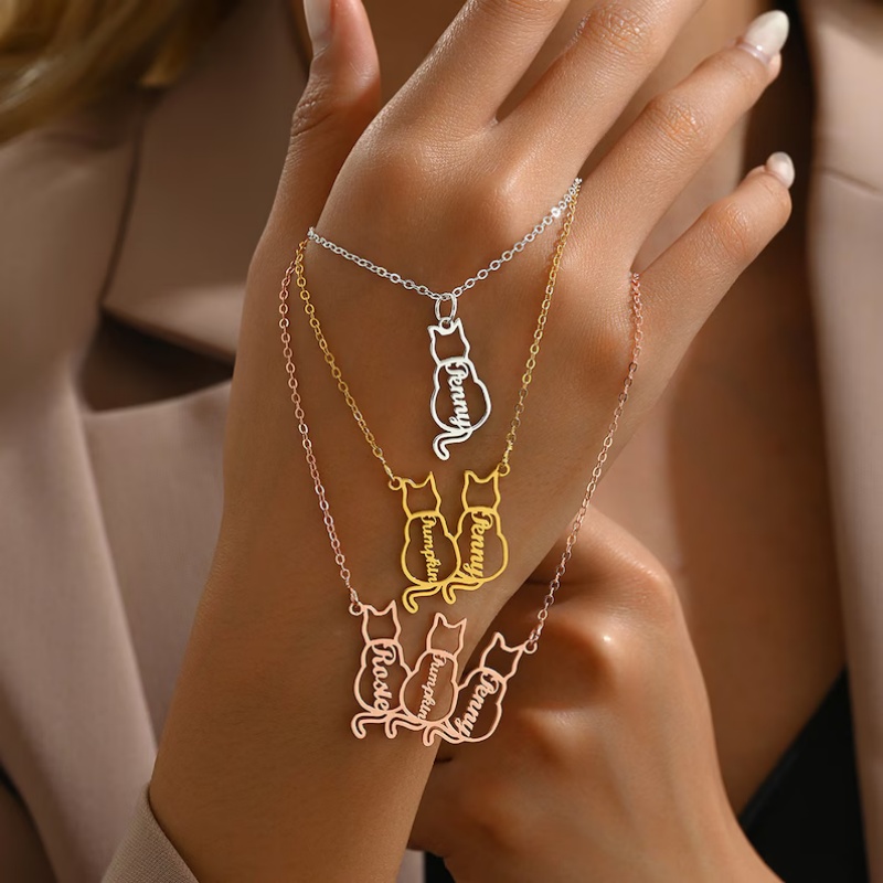 Personalized Cat Name Necklace - Xl Women'S Fashion のレビューと価格