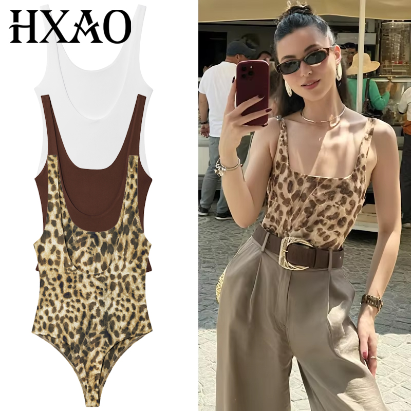 HXAO Leopard Slip Bodysuit Wom - Corset Top Boned のレビューと価格