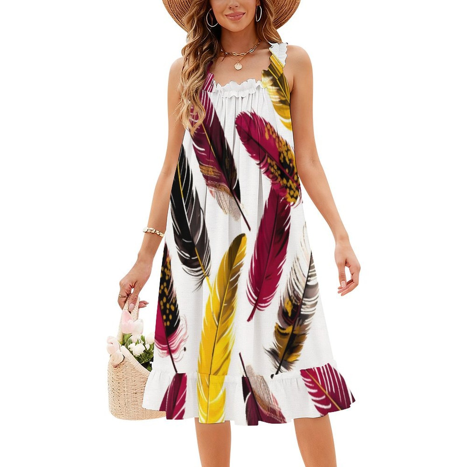 Feathers-Pink Ivory Gold Black - Smocked Dress Women のレビューと価格