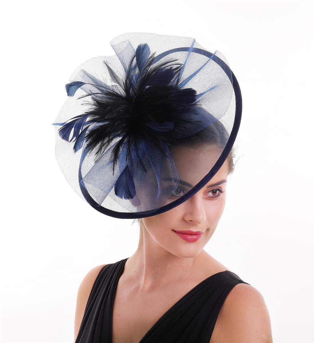 Women Feather Fascinator Hat M - Women'S Fashion Kentucky Derby のレビューと価格