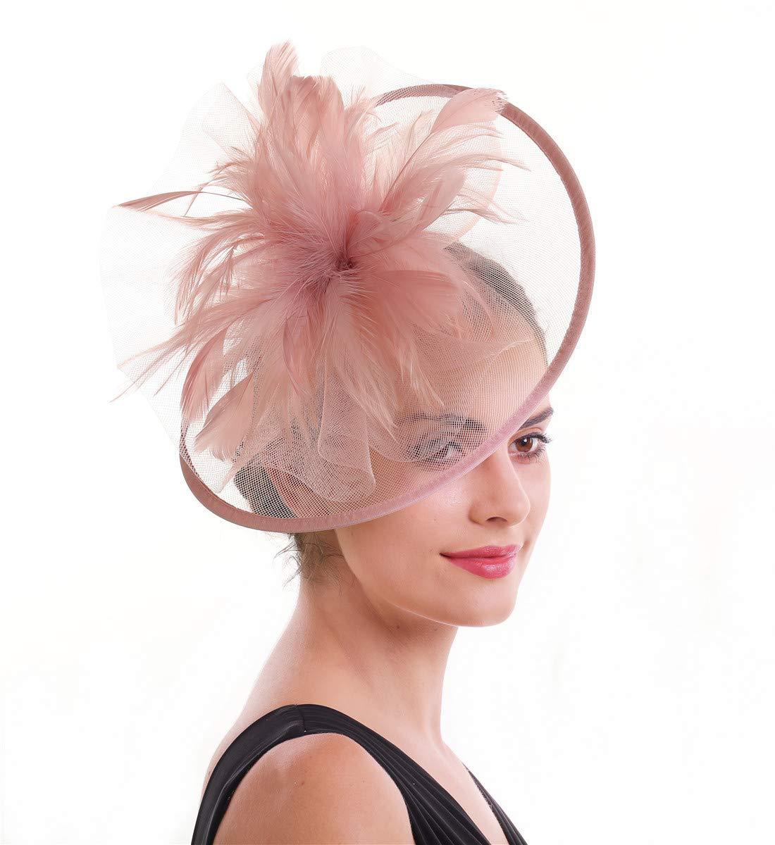 Women Feather Fascinator Hat M - Women'S Fashion Kentucky Derby のレビューと価格