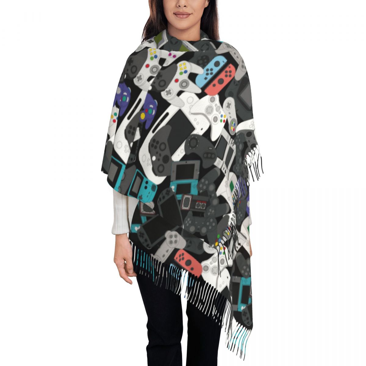 Gamer Controller Tassel Scarf  - Women Fashion Video のレビューと価格