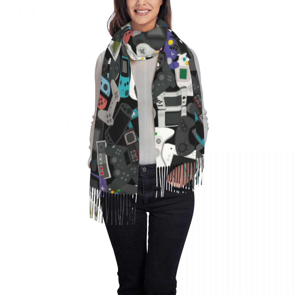 Gamer Controller Tassel Scarf  - Women Fashion Video のレビューと価格
