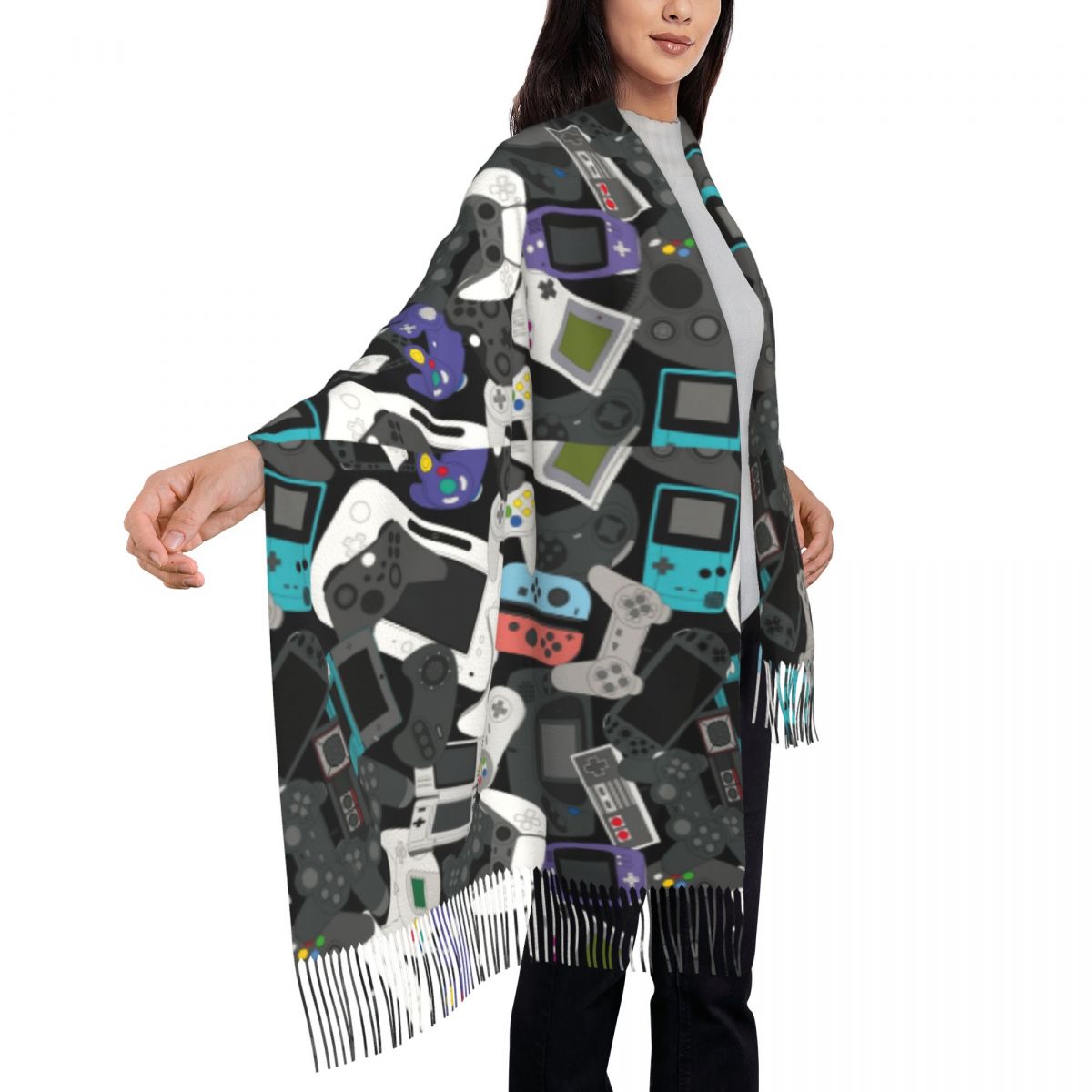 Gamer Controller Tassel Scarf  - Women Fashion Video のレビューと価格