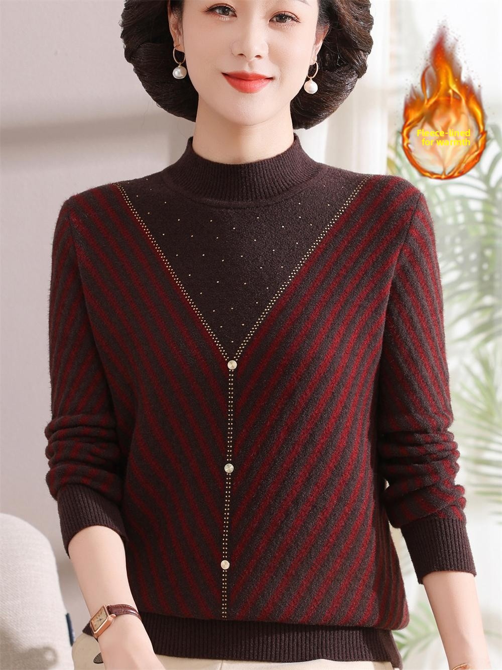 Thickened Fleece Warm Knitted  - Women Fashion Over 60 のレビューと価格