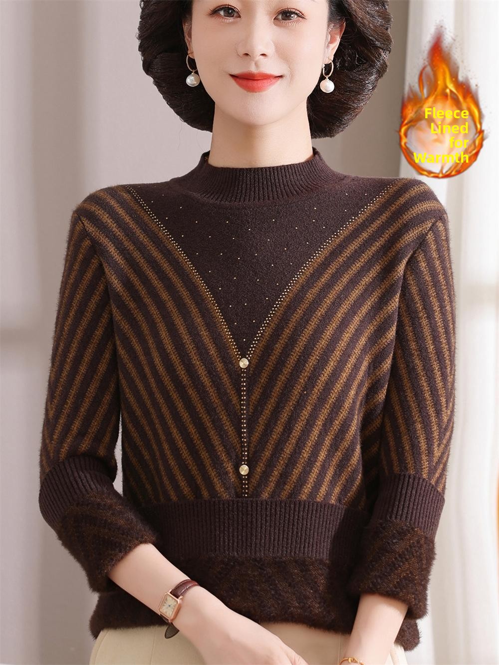 Thickened Fleece Warm Knitted  - Women Fashion Over 60 のレビューと価格
