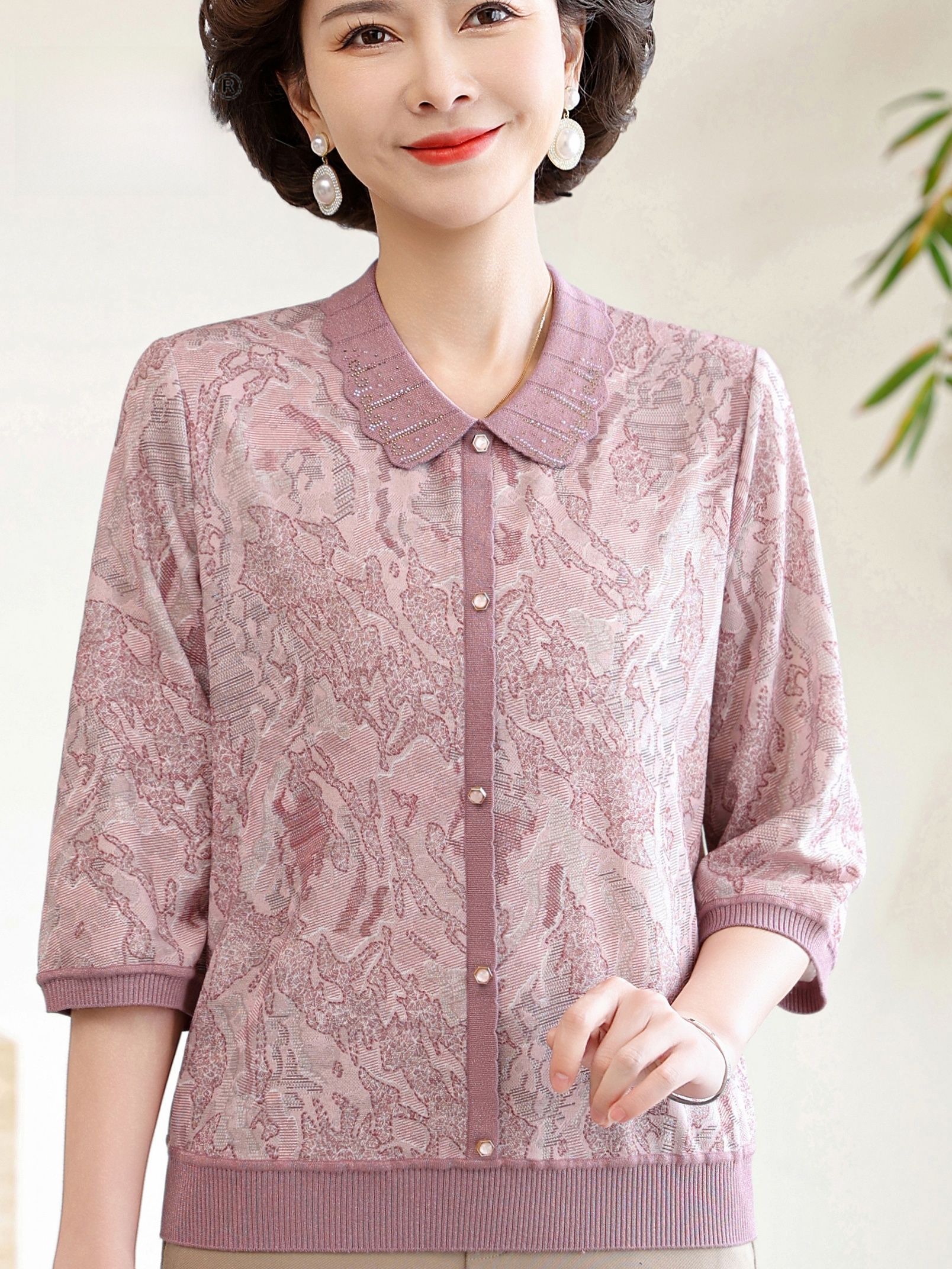 Floral Print Turn-down Collar  - Women Fashion Over 60 のレビューと価格