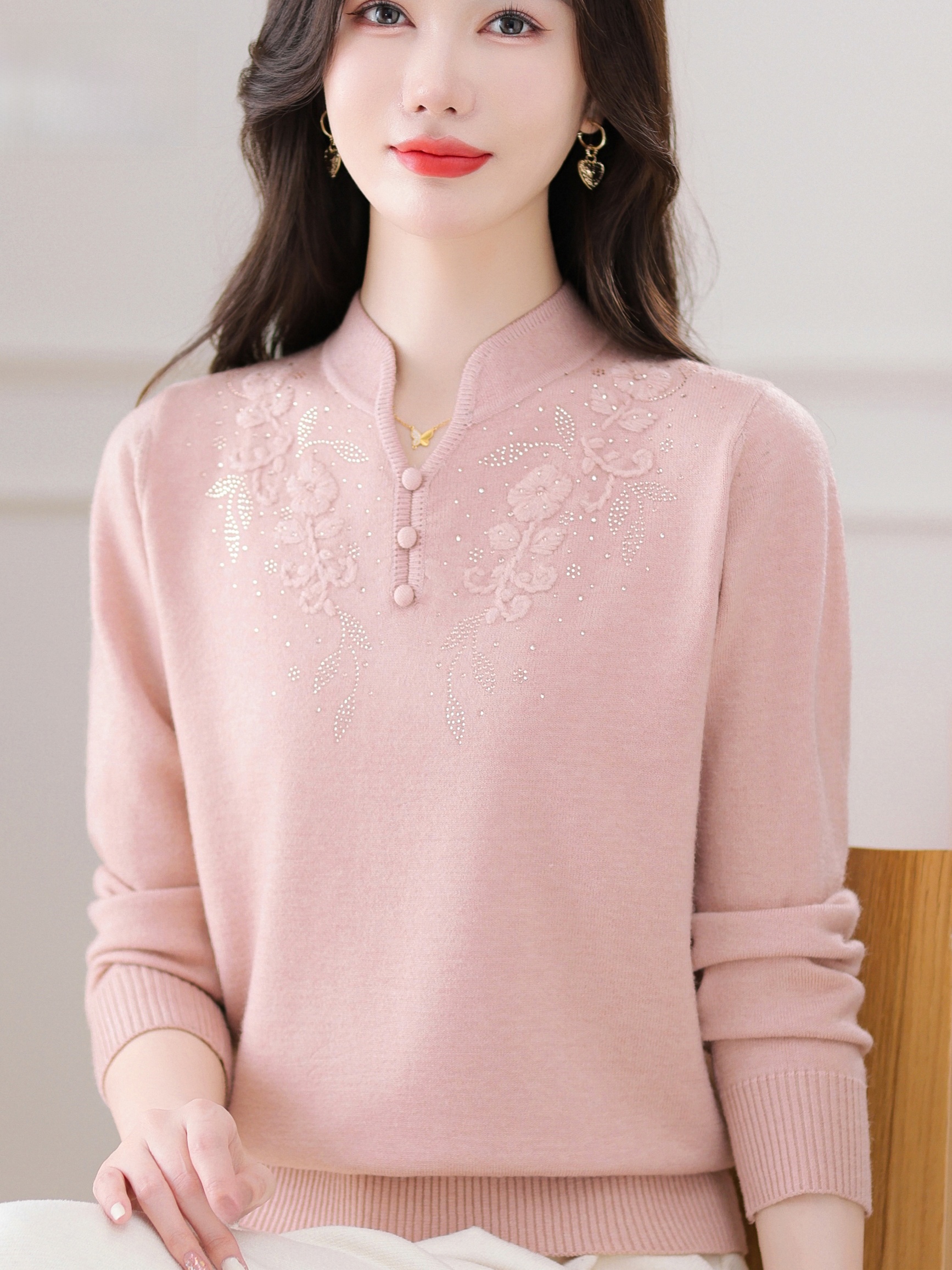 Warmth Embroidered Knitted Woo - Women Fashion Over 60 のレビューと価格
