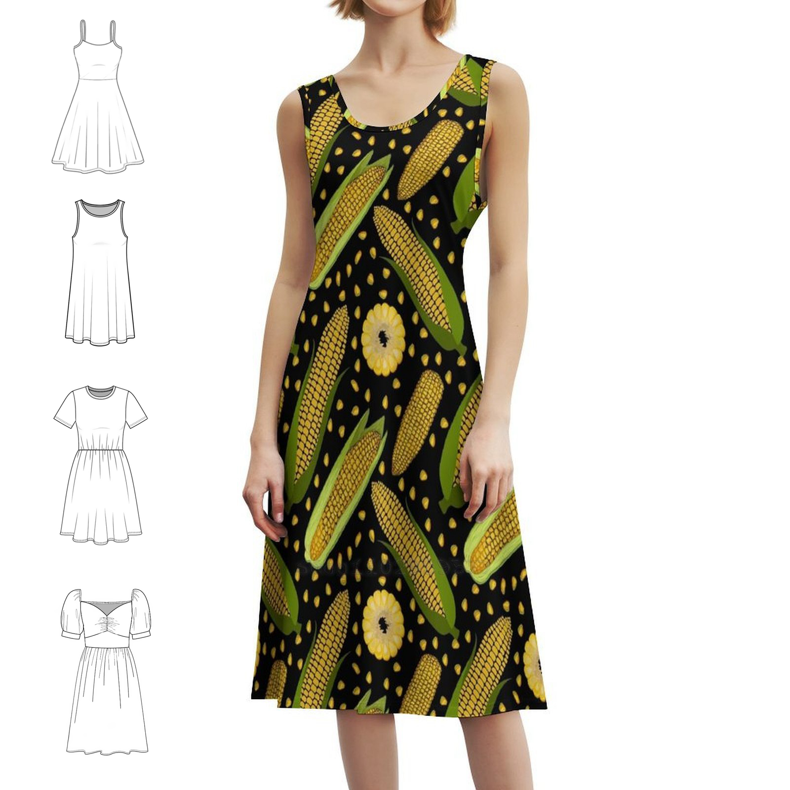 Corn Pattern Floral Smock Dres - Smocked Dress Women のレビューと価格