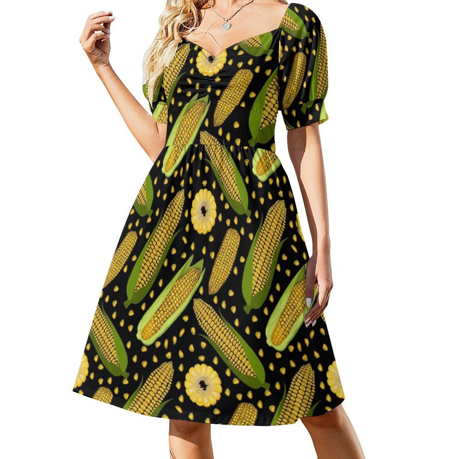 Corn Pattern Floral Smock Dres - Smocked Dress Women のレビューと価格