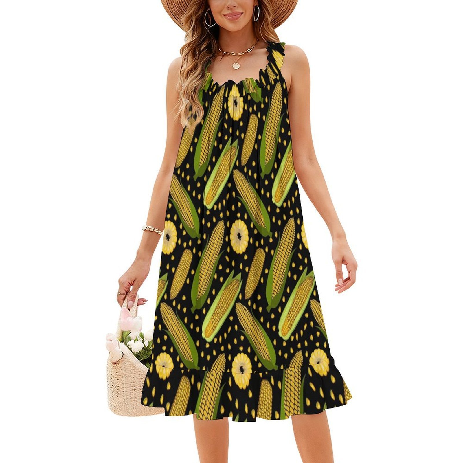Corn Pattern Floral Smock Dres - Smocked Dress Women のレビューと価格