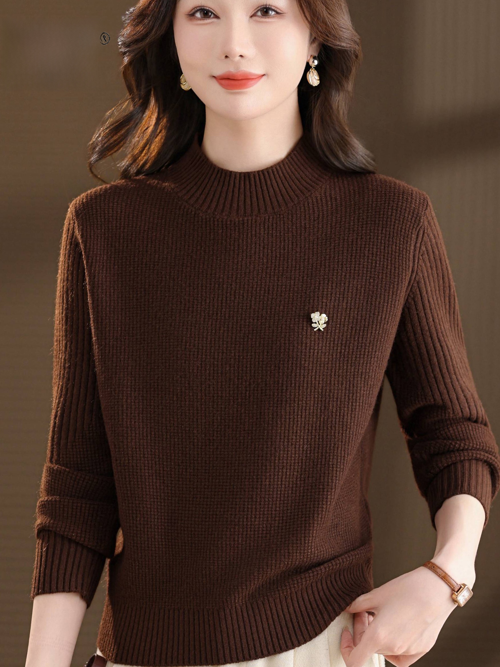Warm Knitted Base Layer Shirt  - Women Fashion Over 60 のレビューと価格