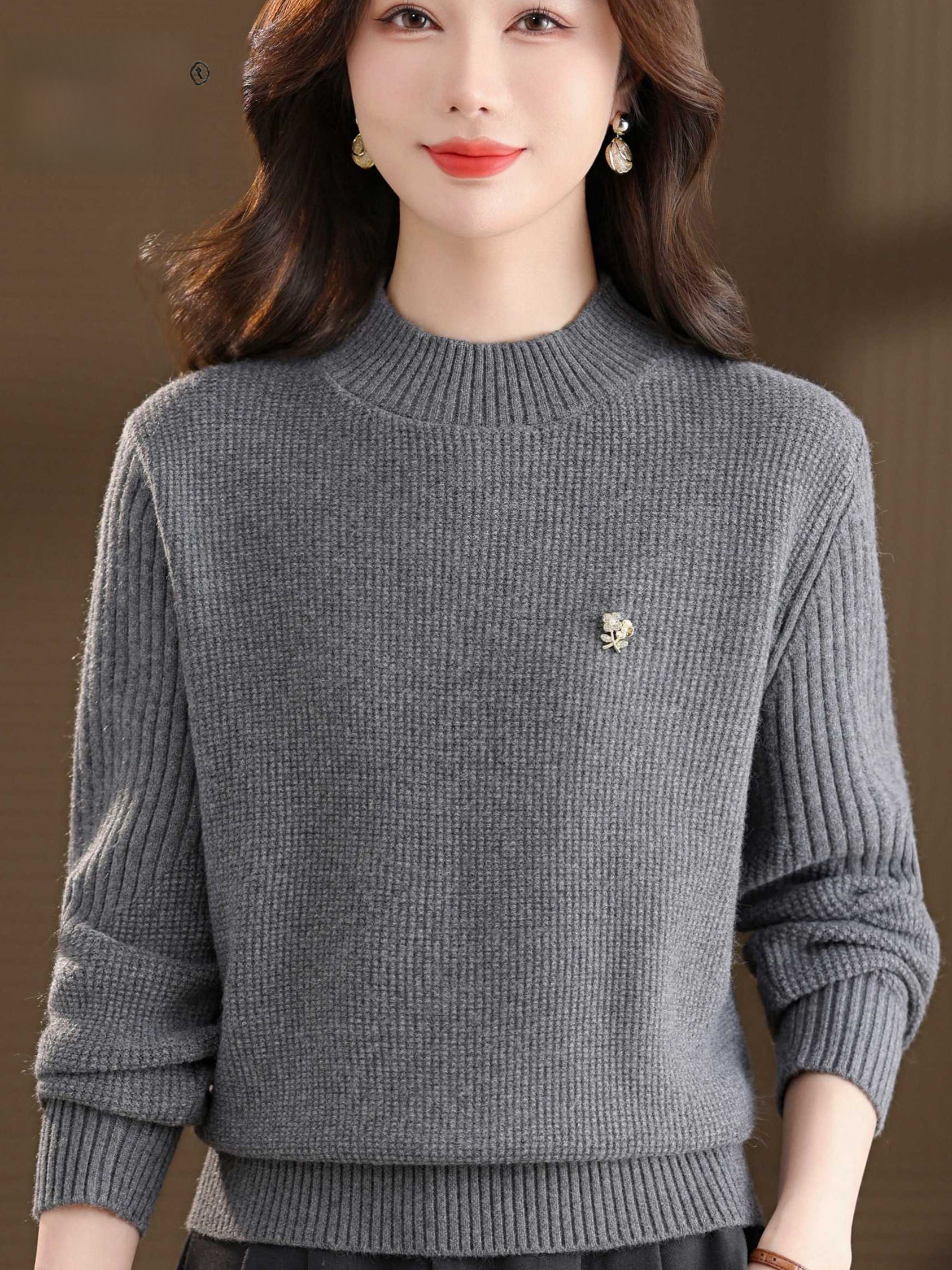 Warm Knitted Base Layer Shirt  - Women Fashion Over 60 のレビューと価格