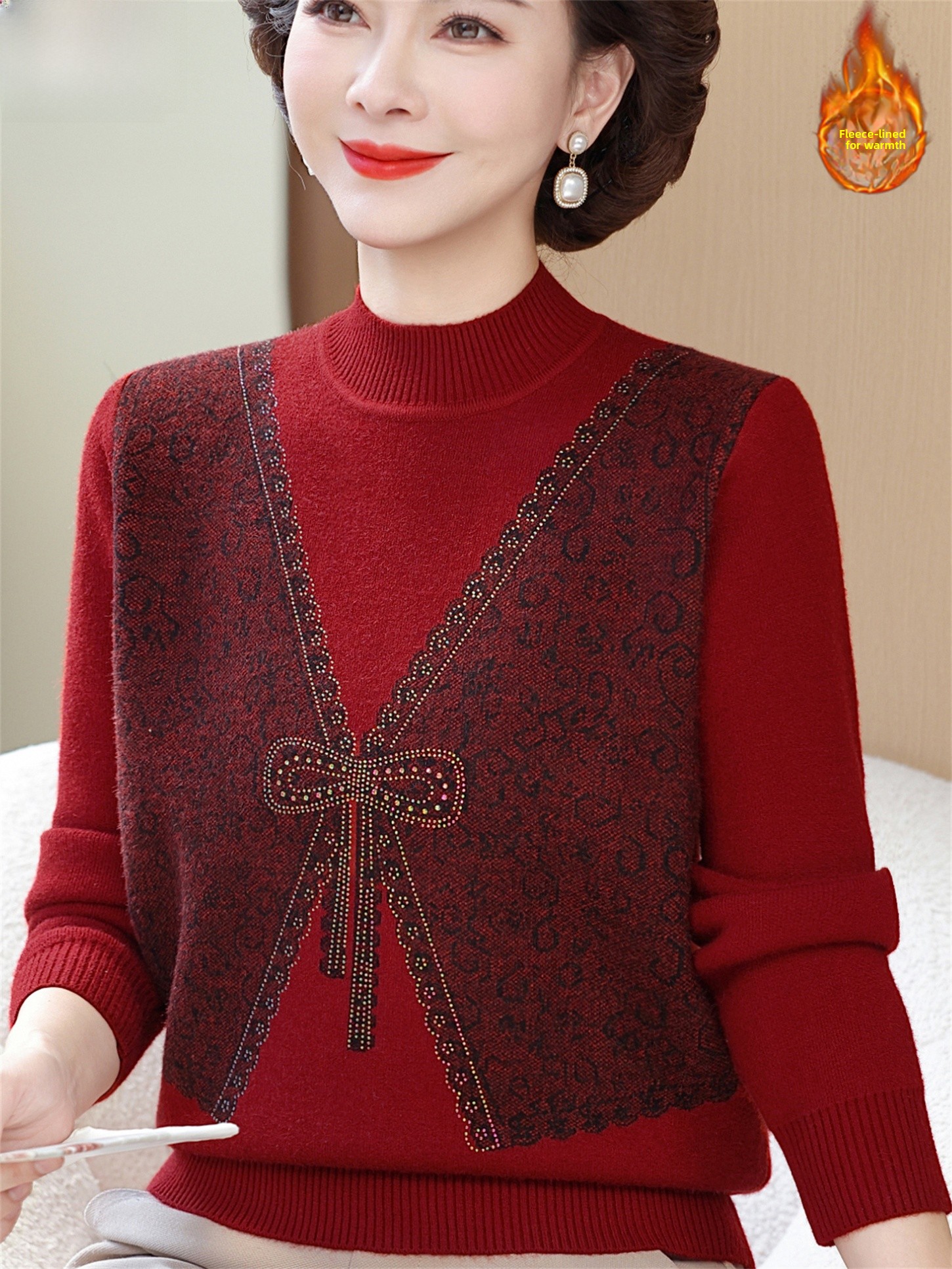 Thickened Fleece Winter Knitte - Women Fashion Over 60 のレビューと価格