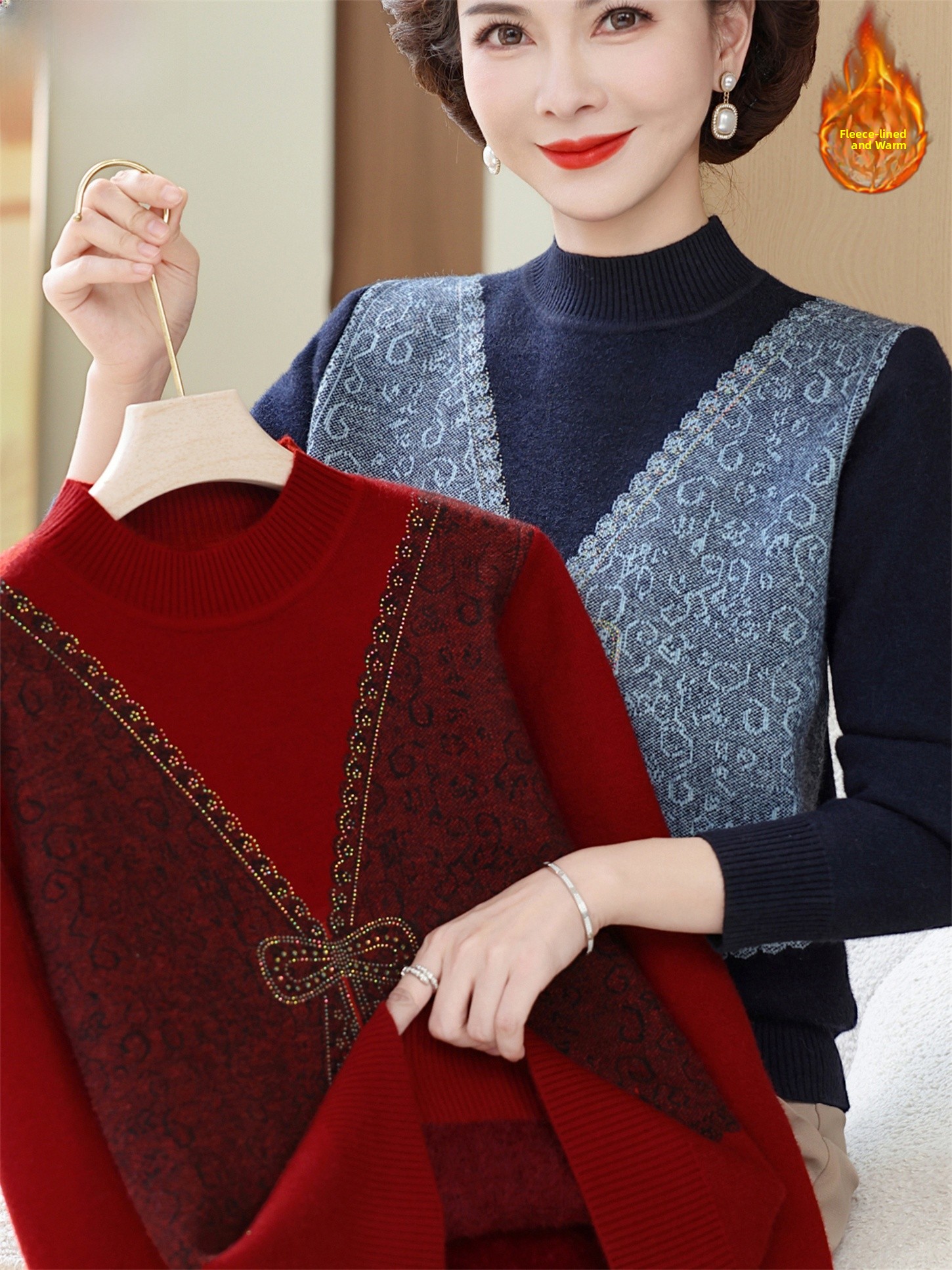 Thickened Fleece Winter Knitte - Women Fashion Over 60 のレビューと価格