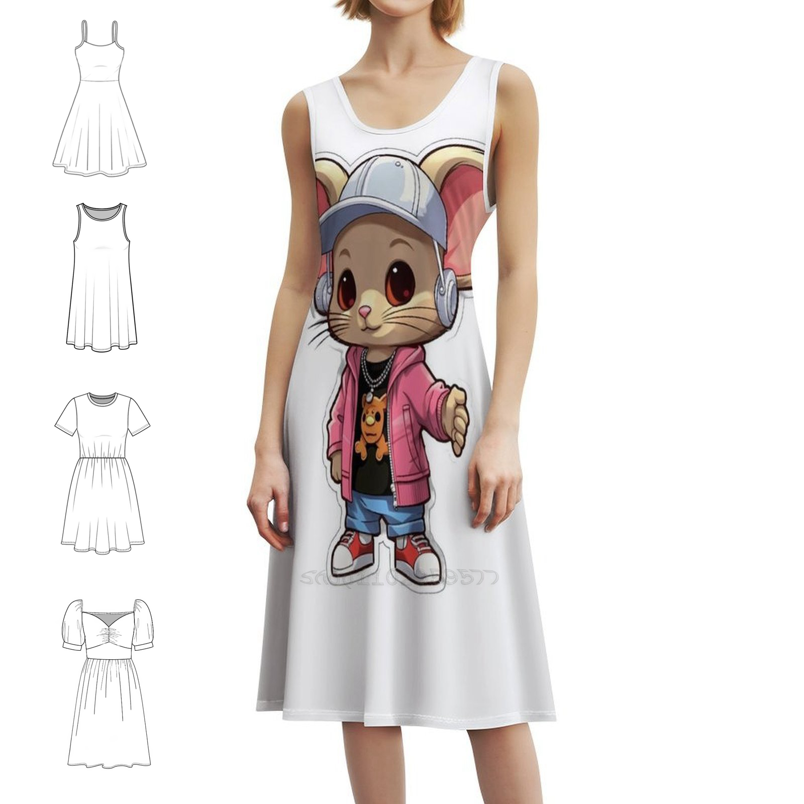 Kpop Hip Hop Mouse 3 Floral Sm - Smocked Dress Women のレビューと価格