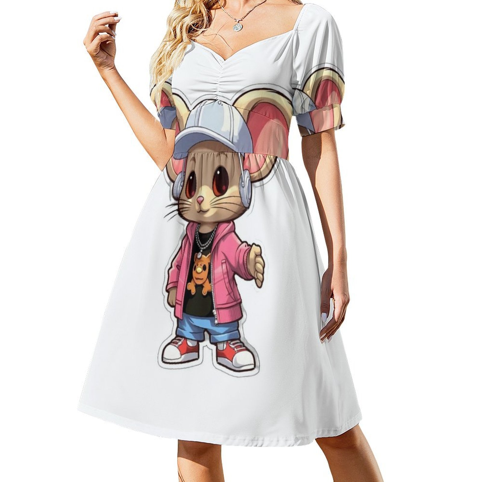 Kpop Hip Hop Mouse 3 Floral Sm - Smocked Dress Women のレビューと価格