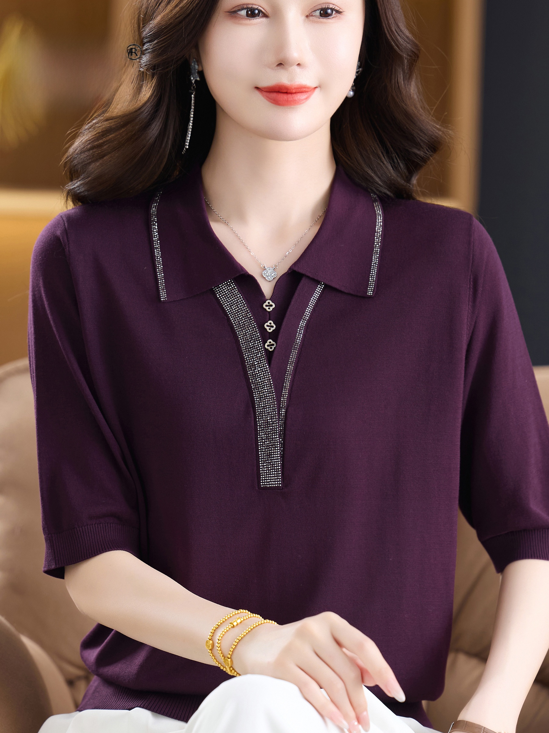Fashionable V-Neck Short Sleev - Women Fashion Over 60 のレビューと価格
