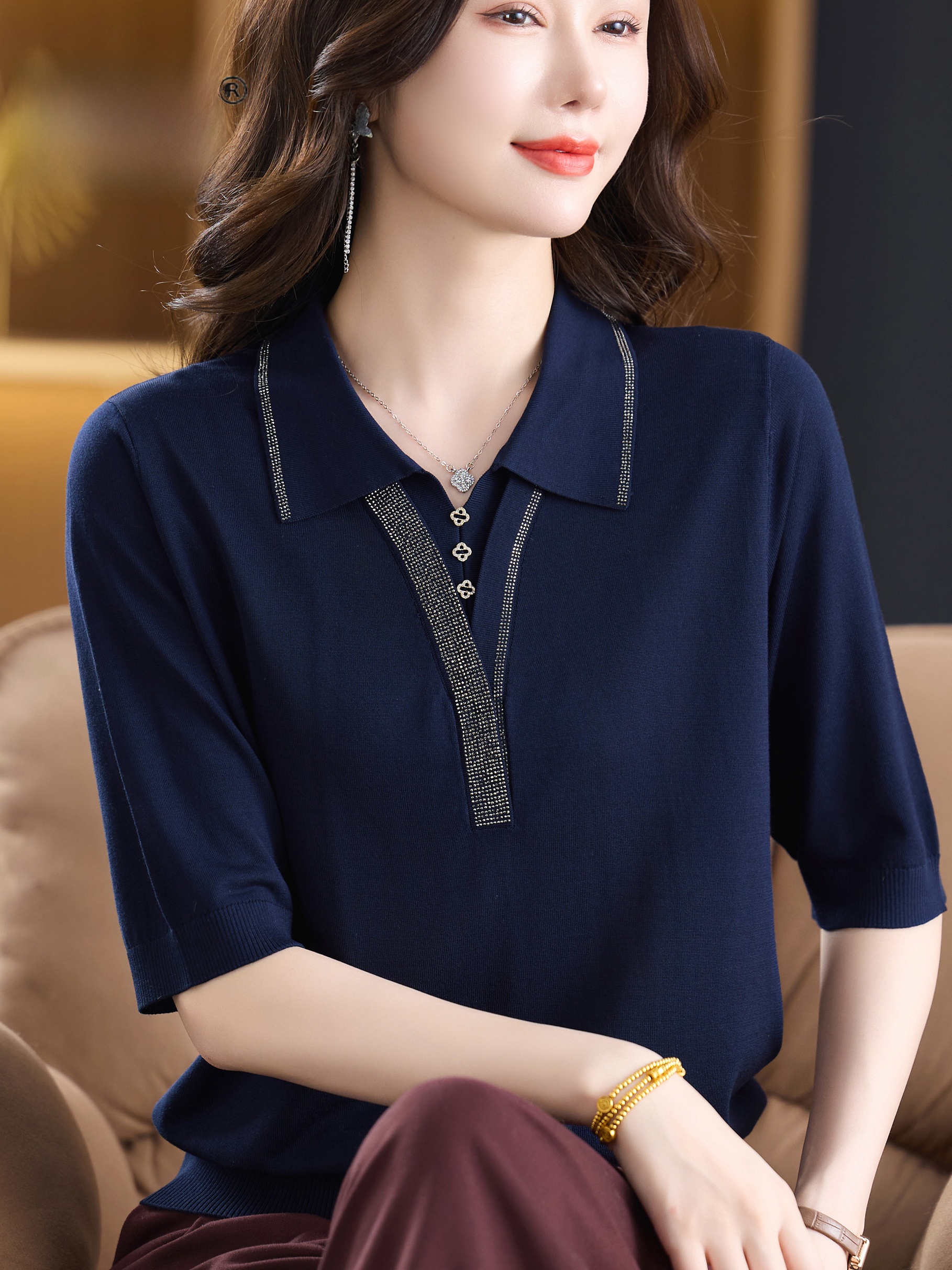 Fashionable V-Neck Short Sleev - Women Fashion Over 60 のレビューと価格
