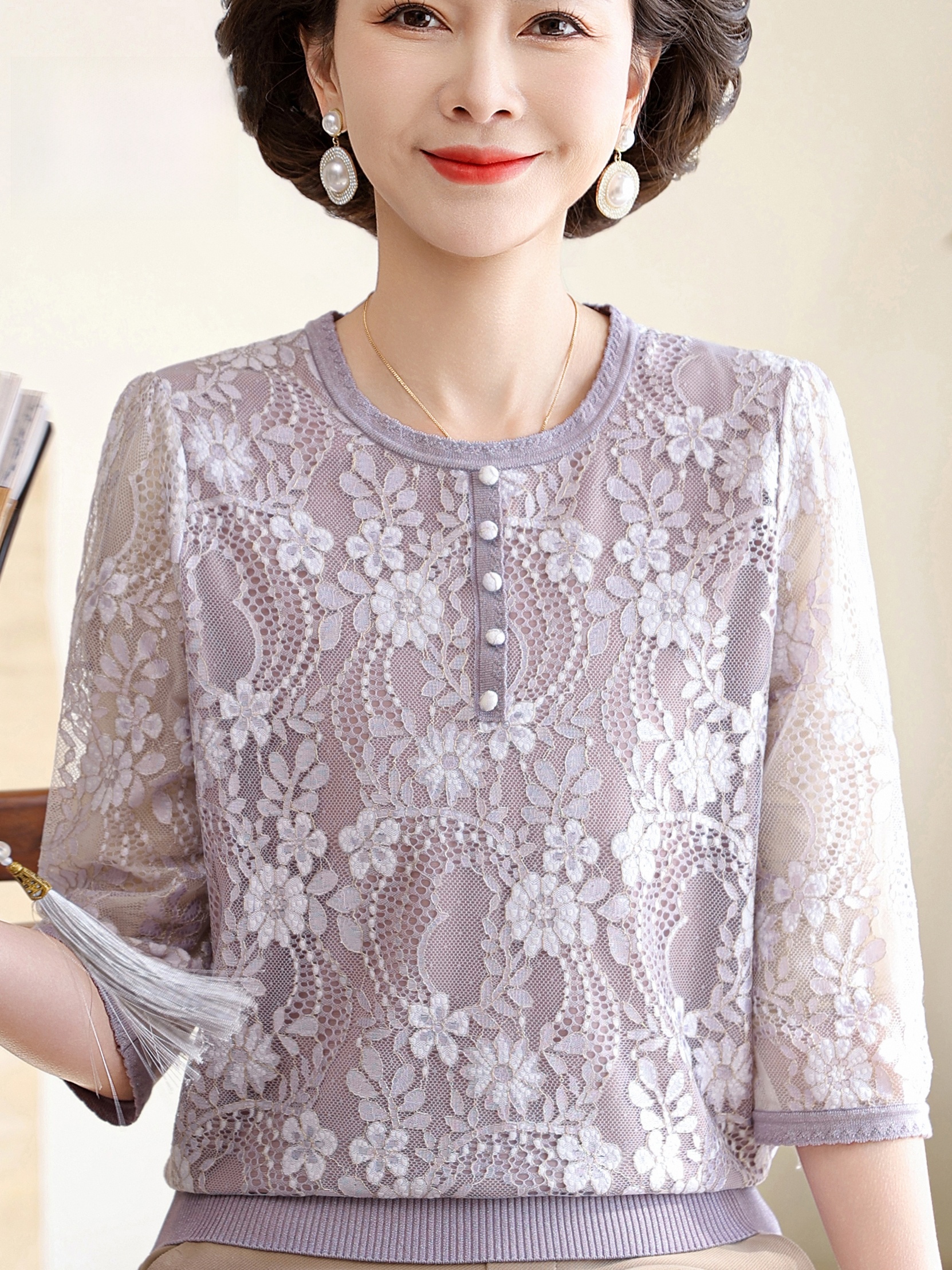 Summer Lace Splice V-Neck Thre - Women Fashion Over 60 のレビューと価格