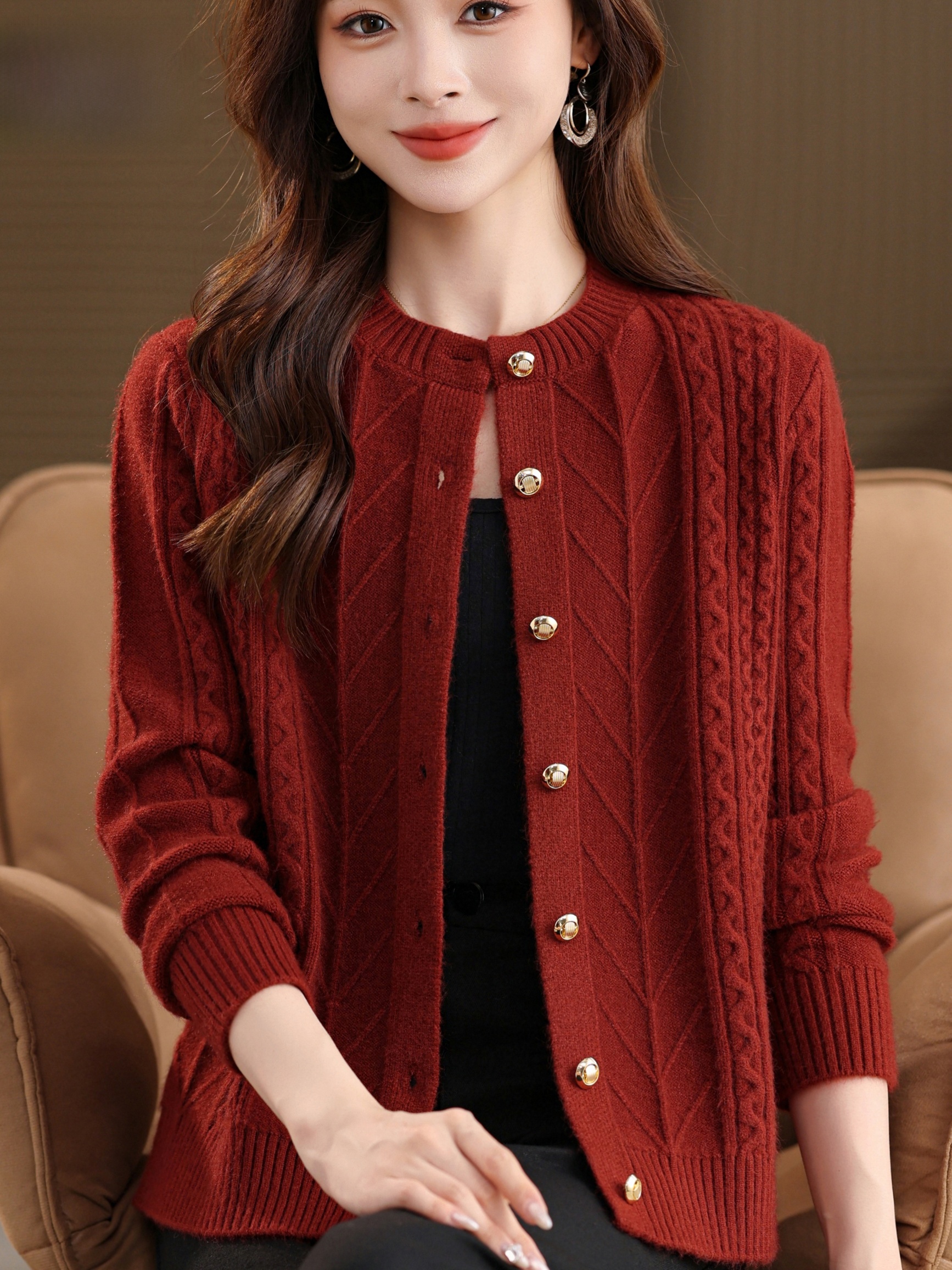 Thickened Knitted round Neck O - Women Fashion Over 60 のレビューと価格
