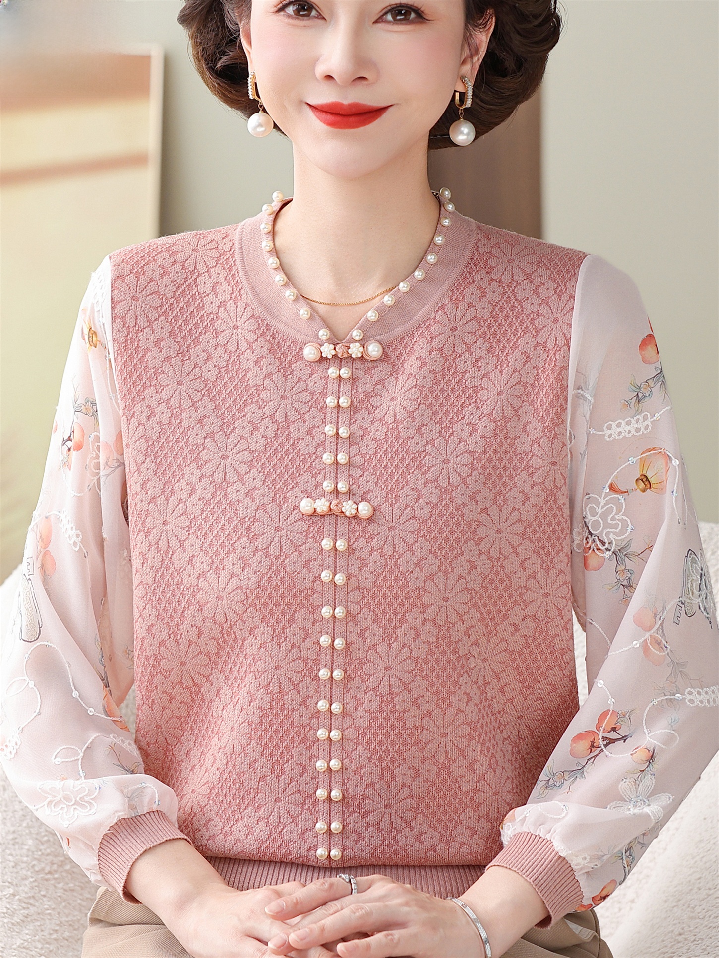 Ice Silk T-Shirt with Lace Sle - Women Fashion Over 60 のレビューと価格