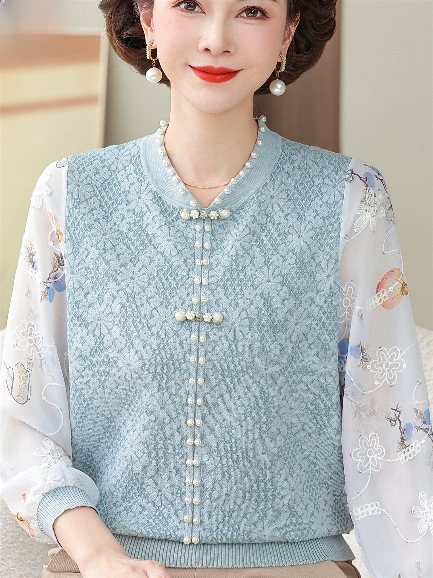 Ice Silk T-Shirt with Lace Sle - Women Fashion Over 60 のレビューと価格