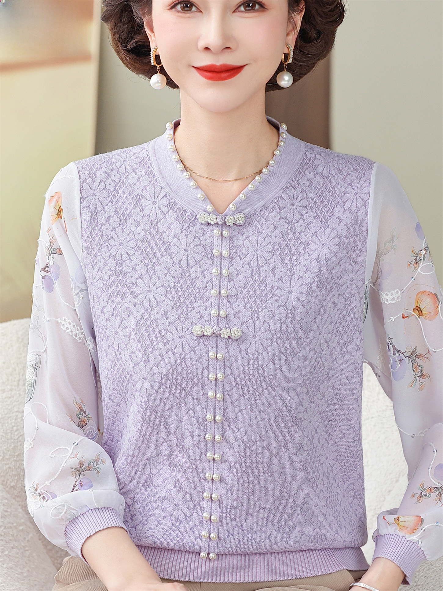 Ice Silk T-Shirt with Lace Sle - Women Fashion Over 60 のレビューと価格
