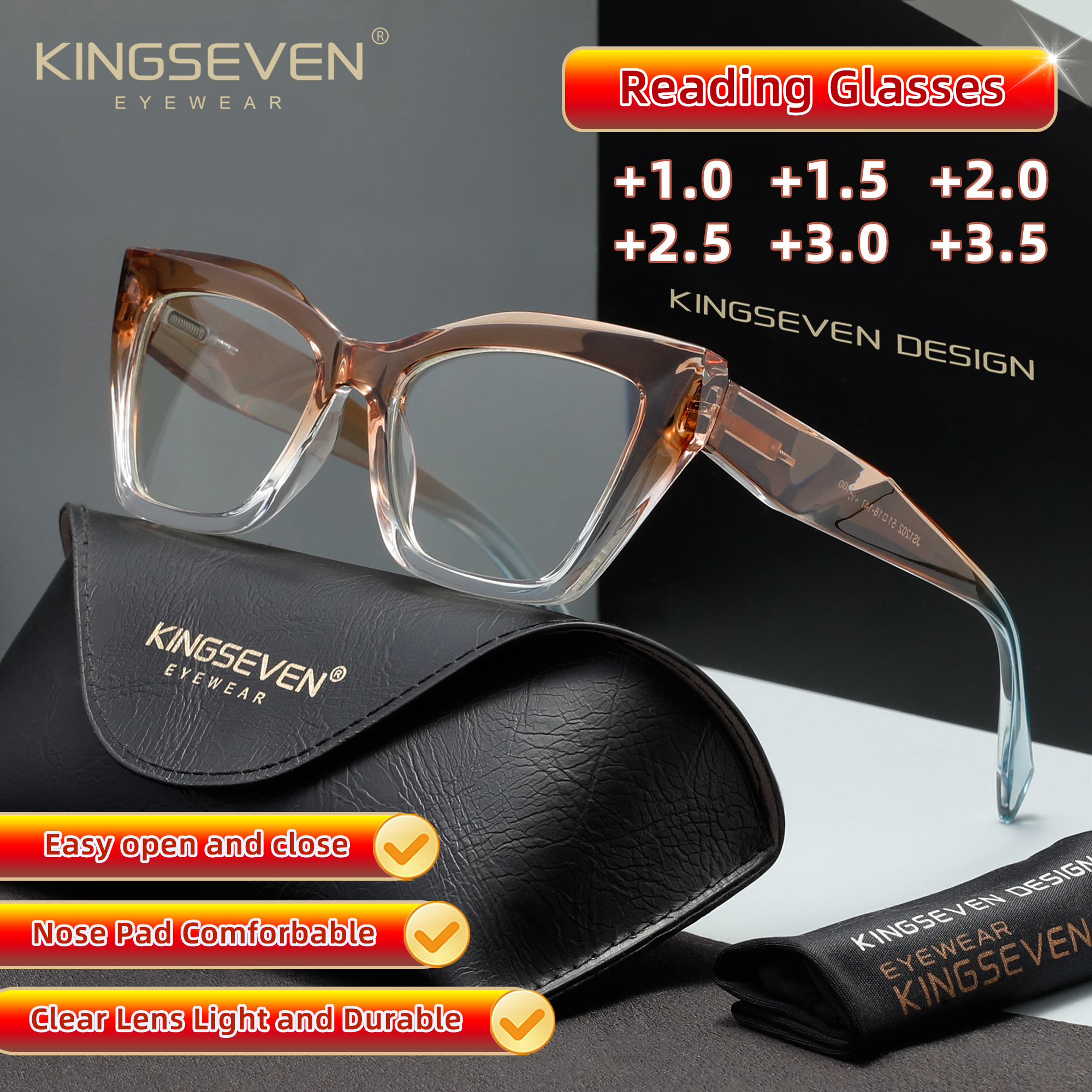 KINGSEVEN Trendy Women Reading - Women'S Fashion Glasses With Clear Lenses のレビューと価格
