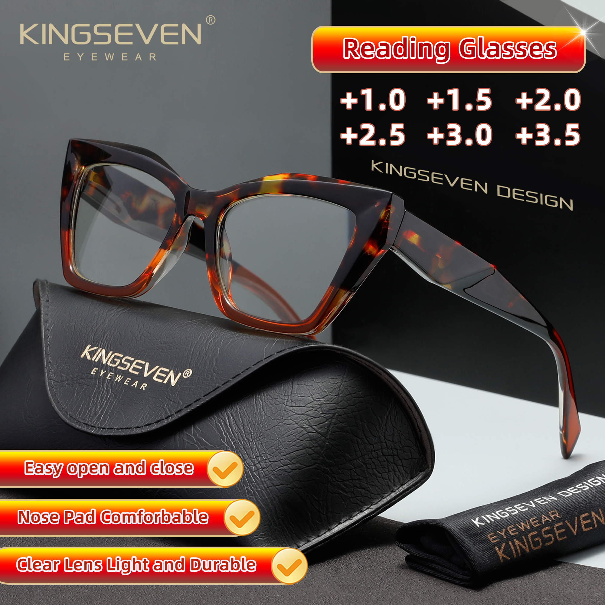 KINGSEVEN Trendy Women Reading - Women'S Fashion Glasses With Clear Lenses のレビューと価格
